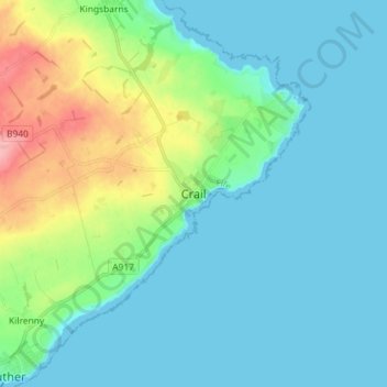 Topografische Karte Crail, Höhe, Relief