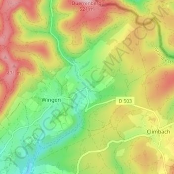 Topografische Karte Petit Wingen, Höhe, Relief
