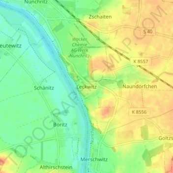 Topografische Karte Leckwitz, Höhe, Relief