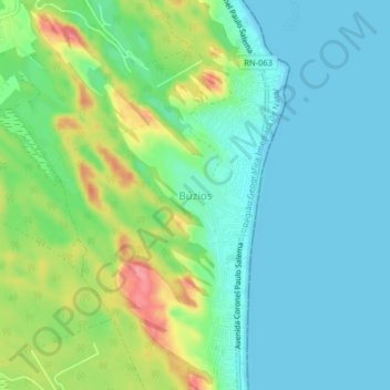 Topografische Karte Búzios, Höhe, Relief