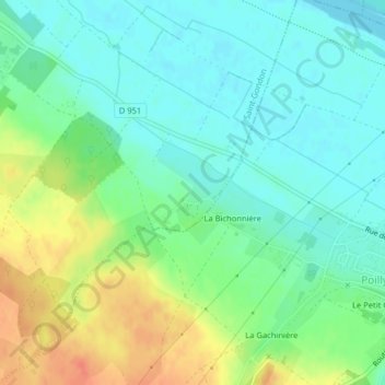 Topografische Karte Nouan, Höhe, Relief