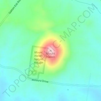 Topografische Karte Mount Hallen, Höhe, Relief