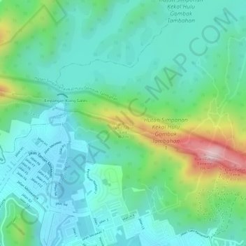 Topografische Karte Bukit Tabur East, Höhe, Relief