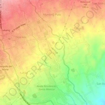 Topografische Karte San Jose, Höhe, Relief