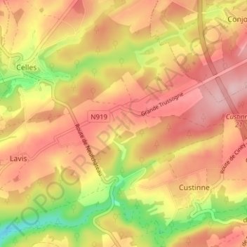 Topografische Karte Grande Trussogne, Höhe, Relief