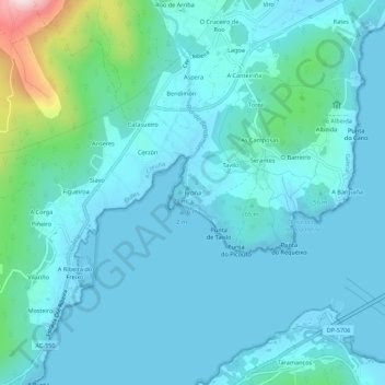 Topografische Karte Broña, Höhe, Relief