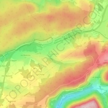 Topografische Karte Le Hariol, Höhe, Relief