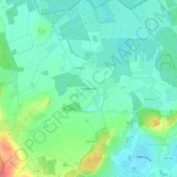 Topografische Karte Sattenbeuren, Höhe, Relief