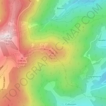 Topografische Karte Pic du midi, Höhe, Relief