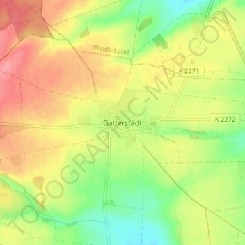 Topografische Karte Gatterstädt, Höhe, Relief