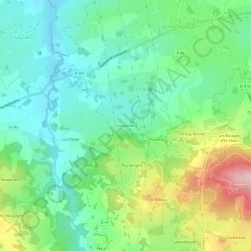 Topografische Karte La Valette, Höhe, Relief