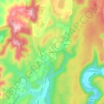 Topografische Karte Les Silhols, Höhe, Relief