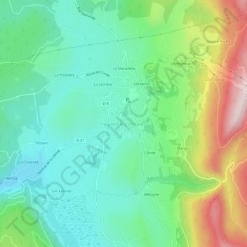 Topografische Karte Hauteville-Lompnes, Höhe, Relief