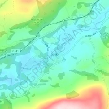 Topografische Karte Dailly, Höhe, Relief