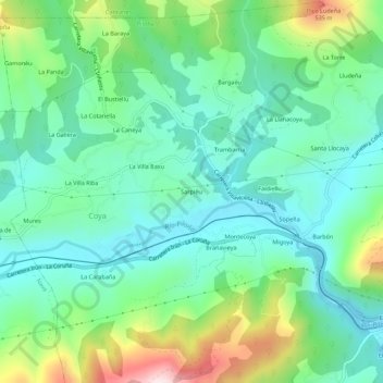 Topografische Karte Serpiedo, Höhe, Relief