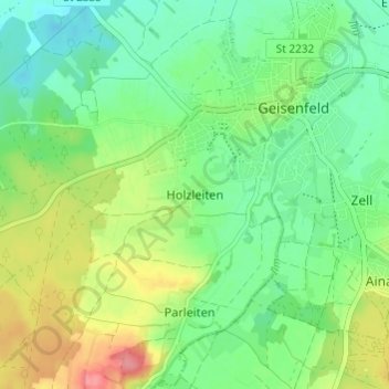 Topografische Karte Holzleiten, Höhe, Relief