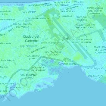 Topografische Karte COL. FRANCISCO I. MADERO, Höhe, Relief