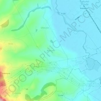 Topografische Karte Bivolak, Höhe, Relief