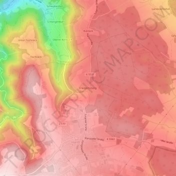 Topografische Karte Friedrichsberg, Höhe, Relief