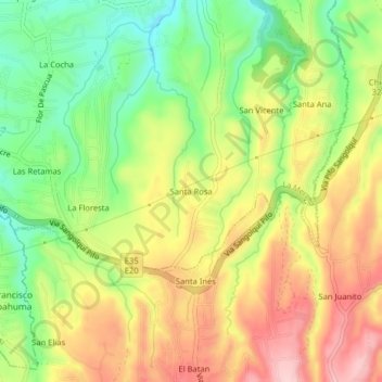Topografische Karte Santa Rosa, Höhe, Relief