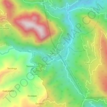 Topografische Karte Atempa, Höhe, Relief