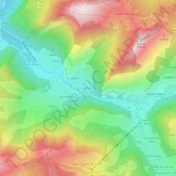 Topografische Karte Les Portes, Höhe, Relief
