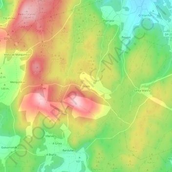 Topografische Karte Prado, Höhe, Relief