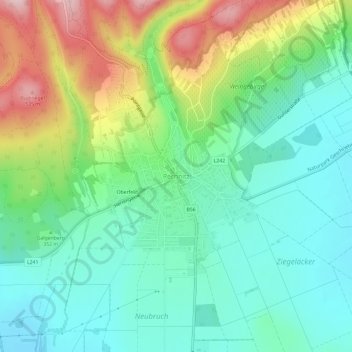 Topografische Karte Rechnitz, Höhe, Relief