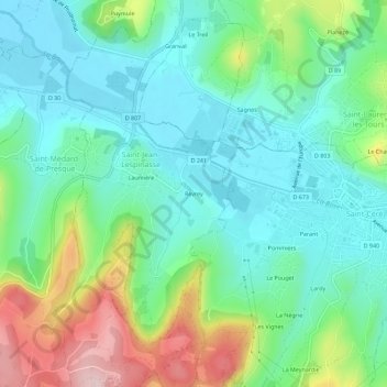 Topografische Karte Revrey, Höhe, Relief
