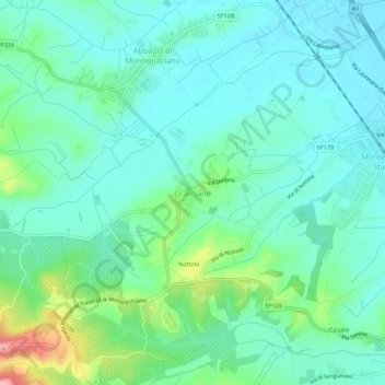 Topografische Karte Gracciano, Höhe, Relief