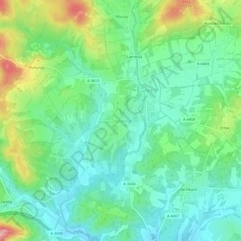 Topografische Karte Ondátegui, Höhe, Relief