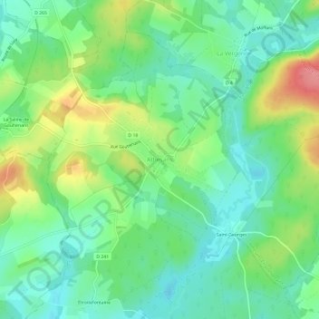 Topografische Karte Athesans, Höhe, Relief