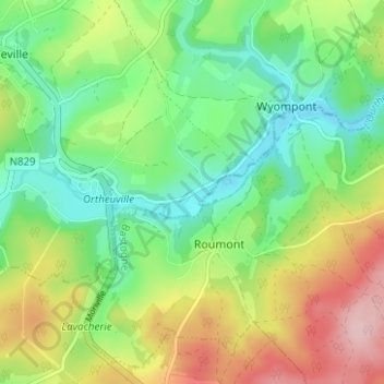 Topografische Karte Berguème, Höhe, Relief