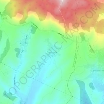 Topografische Karte Opterushë, Höhe, Relief
