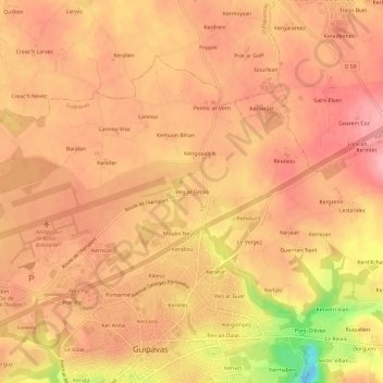 Topografische Karte Beg ar Groas, Höhe, Relief