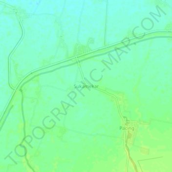Topografische Karte Sukamekar, Höhe, Relief