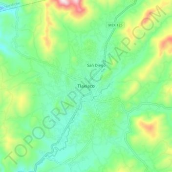 Topografische Karte Tlaxiaco, Höhe, Relief
