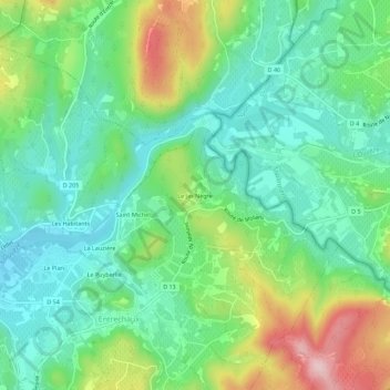 Topografische Karte Le Jas Nègre, Höhe, Relief