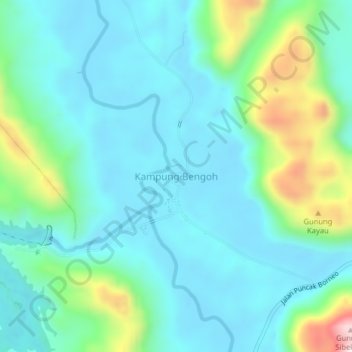 Topografische Karte Kampung Bengoh, Höhe, Relief