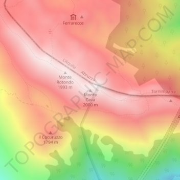 Topografische Karte Monte Cava, Höhe, Relief