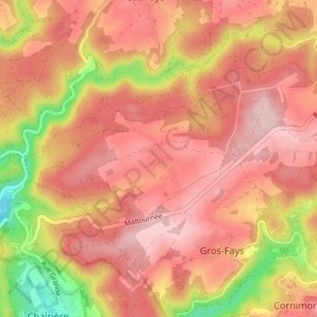 Topografische Karte Six-Planes, Höhe, Relief