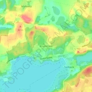 Topografische Karte Krummsee, Höhe, Relief