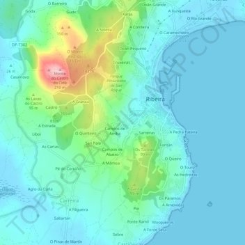 Topografische Karte Cubeliano, Höhe, Relief