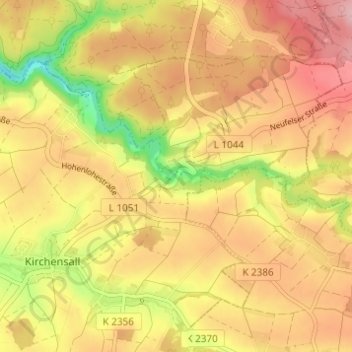 Topografische Karte Neufelser Mühle, Höhe, Relief