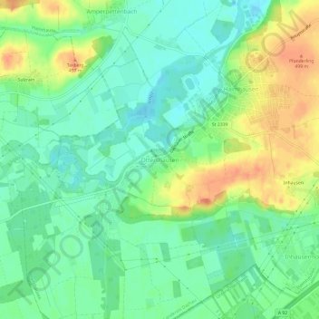 Topografische Karte Ottershausen, Höhe, Relief