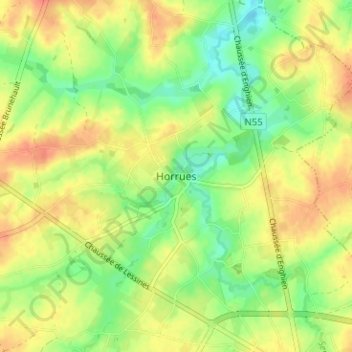 Topografische Karte Horrues, Höhe, Relief