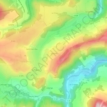 Topografische Karte Laumont, Höhe, Relief