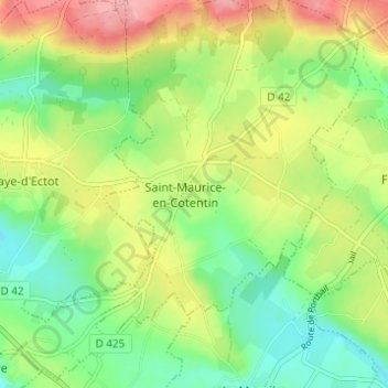 Topografische Karte Rose, Höhe, Relief