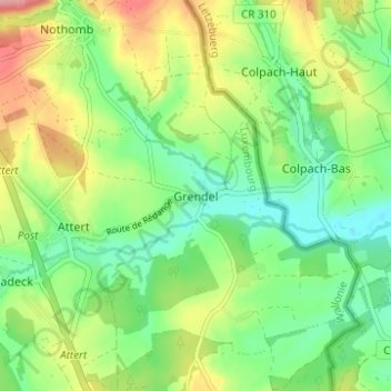 Topografische Karte Grendel, Höhe, Relief