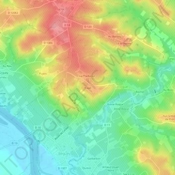 Topografische Karte Trajet, Höhe, Relief